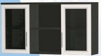 Антресоль большая с двумя стеклодверями ДЛЯ ГОСТИНОЙ АБС-2 Венге/Дуб выбеленный в Большеречье - bolshereche.katalogmebeli.com | фото