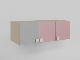 Антресоль на шкаф 3-х створчатый (Розовый/Серый/корпус Клен) в Большеречье - bolshereche.katalogmebeli.com | фото 1