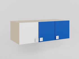 Антресоль на шкаф 3-х створчатый Скай люкс (Синий/Белый/корпус Клен) в Большеречье - bolshereche.katalogmebeli.com | фото