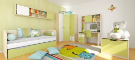 Детская комната Эппл (Зеленый/Белый/корпус Клен) в Большеречье - bolshereche.katalogmebeli.com | фото 5