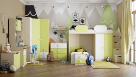 Детская комната Эппл (Зеленый/Белый/корпус Клен) в Большеречье - bolshereche.katalogmebeli.com | фото 13