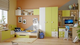 Детская комната Эппл (Зеленый/Белый/корпус Клен) в Большеречье - bolshereche.katalogmebeli.com | фото 11