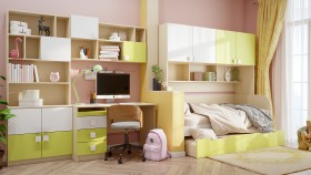 Детская комната Эппл (Зеленый/Белый/корпус Клен) в Большеречье - bolshereche.katalogmebeli.com | фото 12