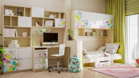 Детская комната Флёр (Белый/корпус Клен) в Большеречье - bolshereche.katalogmebeli.com | фото 1