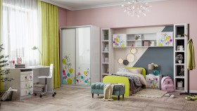 Детская комната Флер (Белый/корпус Выбеленное дерево) в Большеречье - bolshereche.katalogmebeli.com | фото