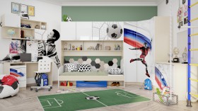 Детская комната Футбол ЧМ (Белый/Синий/корпус Клен) в Большеречье - bolshereche.katalogmebeli.com | фото 2
