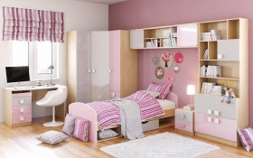 Детская комната Грэйси (Розовый/Серый/корпус Клен) в Большеречье - bolshereche.katalogmebeli.com | фото 3