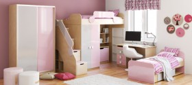 Детская комната Грэйси (Розовый/Серый/корпус Клен) в Большеречье - bolshereche.katalogmebeli.com | фото 5