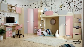 Детская комната Грэйси (Розовый/Серый/корпус Клен) в Большеречье - bolshereche.katalogmebeli.com | фото