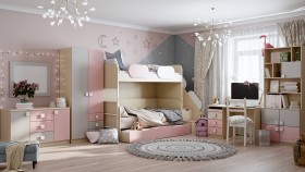 Детская комната Грэйси (Розовый/Серый/корпус Клен) в Большеречье - bolshereche.katalogmebeli.com | фото 12