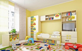 Детская комната Клаксон (Бежевый/корпус Клен) в Большеречье - bolshereche.katalogmebeli.com | фото 2
