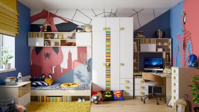 Детская комната Клаксон без машинок (Белый/корпус Клен) в Большеречье - bolshereche.katalogmebeli.com | фото
