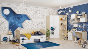 Детская комната Санни (Белый/корпус Клен) в Большеречье - bolshereche.katalogmebeli.com | фото 2