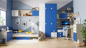 Детская комната Скай (Синий/Белый/корпус Клен) в Большеречье - bolshereche.katalogmebeli.com | фото