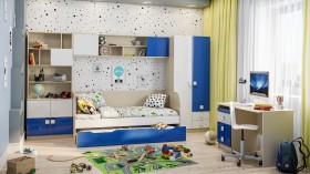 Детская комната Скай Люкс (Синий/Белый/корпус Клен) в Большеречье - bolshereche.katalogmebeli.com | фото 1