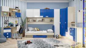 Детская комната Скай Люкс (Синий/Белый/корпус Клен) в Большеречье - bolshereche.katalogmebeli.com | фото 3