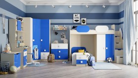 Детская комната Скай Люкс (Синий/Белый/корпус Клен) в Большеречье - bolshereche.katalogmebeli.com | фото 7