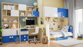 Детская комната Скай Люкс (Синий/Белый/корпус Клен) в Большеречье - bolshereche.katalogmebeli.com | фото 9