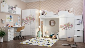 Детская комната Совушки (Белый/корпус Выбеленное дерево) в Большеречье - bolshereche.katalogmebeli.com | фото