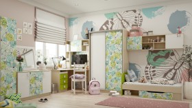 Детская комната Твит (Белый/Зеленый/корпус Клен) в Большеречье - bolshereche.katalogmebeli.com | фото 1