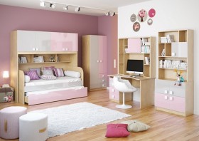 Диван-кровать Грэйси (Розовый/Серый/корпус Клен) в Большеречье - bolshereche.katalogmebeli.com | фото 3