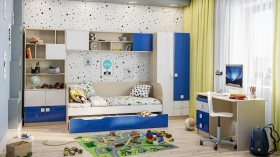 Диван-кровать Скай люкс (Синий/Белый/корпус Клен) в Большеречье - bolshereche.katalogmebeli.com | фото 2