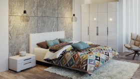 Двуспальная кровать «Наоми» (Белый глянец) в Большеречье - bolshereche.katalogmebeli.com | фото 4