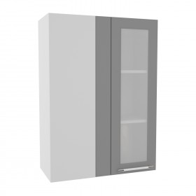 Гарда ВПУС 650 шкаф верхний угловой со стеклом высокий (Белый/корпус Серый) в Большеречье - bolshereche.katalogmebeli.com | фото