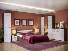 Спальня Нэнси (Венге/Белый глянец) в Большеречье - bolshereche.katalogmebeli.com | фото