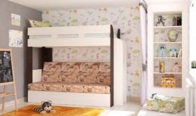 Кровать с диваном 75 Карамель Атлант (Венге Магия /Сосна Карелия/Савана) в Большеречье - bolshereche.katalogmebeli.com | фото