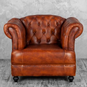 Кресло кожаное Лофт Честер-Нью (Коричневый, Рыжий) в Большеречье - bolshereche.katalogmebeli.com | фото 7