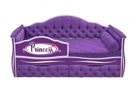 Кровать 160 серии Иллюзия 2 ящика 32 Фиолетовый (мягкие боковые накладки/подушка валик) в Большеречье - bolshereche.katalogmebeli.com | фото