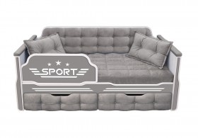 Кровать 160 серии Спорт 2 ящика 45 Серый (подушки) в Большеречье - bolshereche.katalogmebeli.com | фото