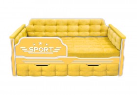 Кровать 160 серии Спорт 2 ящика 74 Жёлтый (мягкие боковые накладки) в Большеречье - bolshereche.katalogmebeli.com | фото