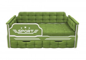 Кровать 160 серии Спорт 2 ящика 76 Зелёный (мягкие боковые накладки) в Большеречье - bolshereche.katalogmebeli.com | фото