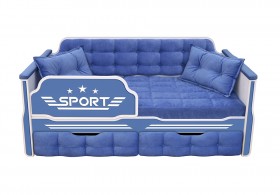 Кровать 160 серии Спорт 2 ящика 85 Синий (подушки) в Большеречье - bolshereche.katalogmebeli.com | фото