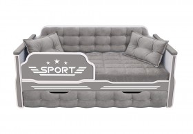 Кровать 170 серии Спорт 1 ящик 45 Серый (подушки) в Большеречье - bolshereche.katalogmebeli.com | фото