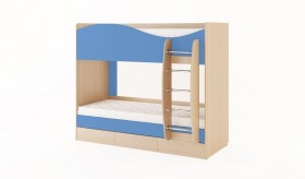 Кровать 2-х ярусная с ящиками (Беленый дуб/Синий) в Большеречье - bolshereche.katalogmebeli.com | фото