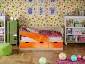 Кровать Бабочки 1,6м (Оранжевый металлик) в Большеречье - bolshereche.katalogmebeli.com | фото