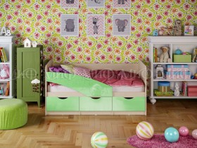 Кровать Бабочки 1,6м (Салатовый металлик) в Большеречье - bolshereche.katalogmebeli.com | фото