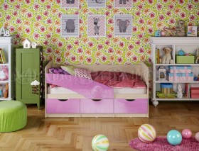 Кровать Бабочки 1,6м (Сиреневый металлик) в Большеречье - bolshereche.katalogmebeli.com | фото 1
