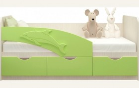 Кровать детская 1,6м Дельфин (Салатовый металлик) в Большеречье - bolshereche.katalogmebeli.com | фото