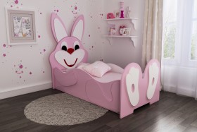Кровать детская Зайка 1.6 Розовый/Белый в Большеречье - bolshereche.katalogmebeli.com | фото