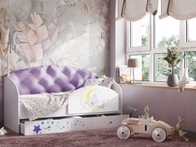 Кровать детская Звездочка Белый/Фиолетовый в Большеречье - bolshereche.katalogmebeli.com | фото 1