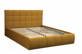 Кровать "Диана" ш. 1400 (Н=1010мм) (жаккард горчица) в Большеречье - bolshereche.katalogmebeli.com | фото