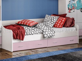 Кровать Fashion-1 Вега 0,9 м (Белый/Розовый) в Большеречье - bolshereche.katalogmebeli.com | фото
