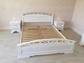 Кровать Грация-1 из массива сосны 900*2000 Белый античный в Большеречье - bolshereche.katalogmebeli.com | фото 9