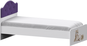 Кровать Каспер с мягкой спинкой и фотопечатью (800х1900)Белый/Фиолетовый в Большеречье - bolshereche.katalogmebeli.com | фото