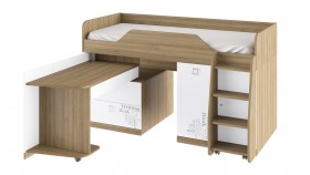 Кровать комбинированная «Оксфорд» (Ривьера/Белый с рисунком) в Большеречье - bolshereche.katalogmebeli.com | фото 3