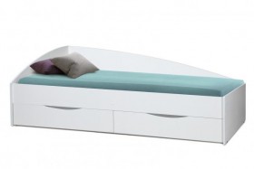 Кровать одинарная "Фея - 3" (асимметричная) (2000х900) New/(белый / белый / ДВПО белый) в Большеречье - bolshereche.katalogmebeli.com | фото